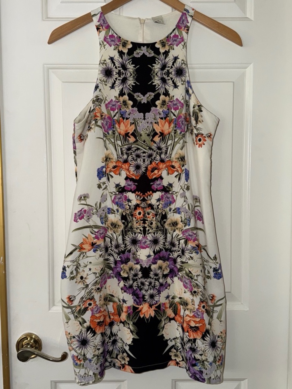 Paper Crane Ivory Mini Dress with Multicolor Floral Print